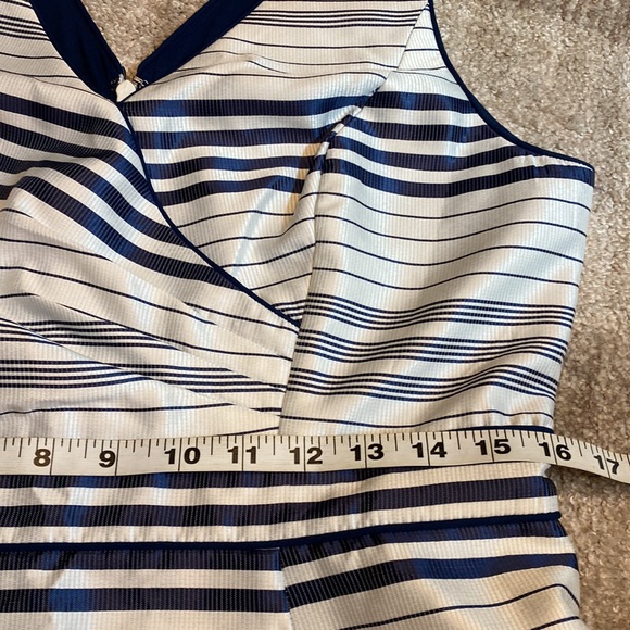 Jessica Simpson A-line Navy Striped n white dress back zipper two pockets Sz 12 - Picture 6 of 12
